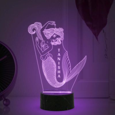 3D Mermaid Led Night Light with Multicolored Light Customized with Name Gift for Birthday Kid , Girl room decoe